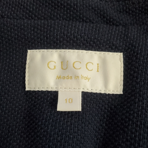 GUCCI Girl's Size 10 Blue Faded Stone Washed Piquet Blazer Jacket New with Tags - Picture 3 of 7